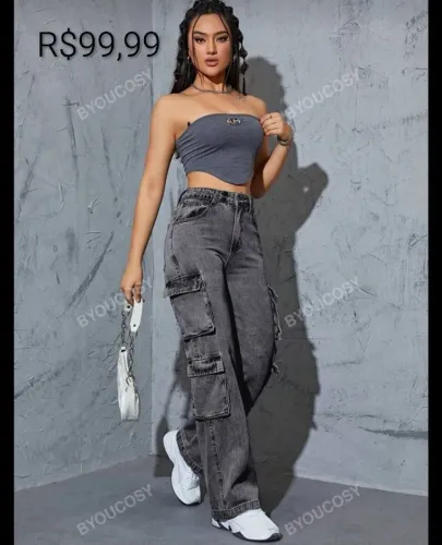 Calça cargo 4 bolsos