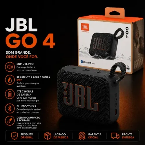 JBL Go 4 Portátil Com Bluetooth e Até 7 Horas de Bateria
