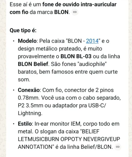 FONE DE OUVIDO NA CAIXA .NOVINHO
