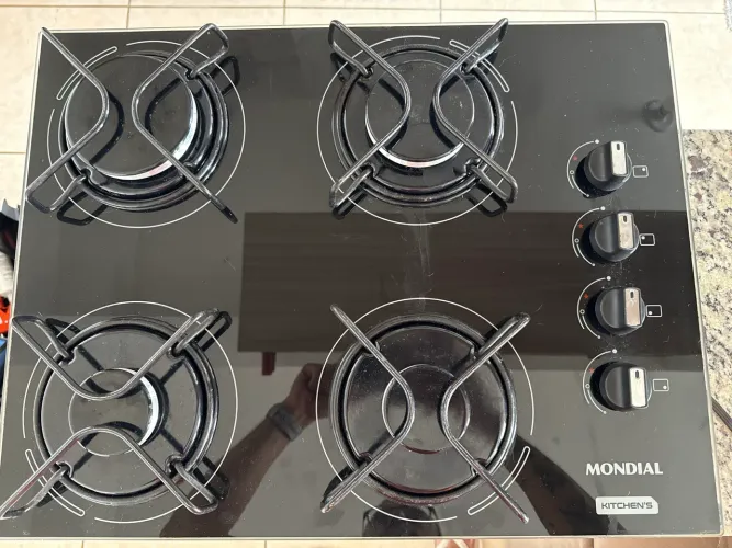 Cooktop a Gás Mondial 4 Bocas - Vidro Preto | Ótimo Estado