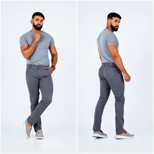 Calça brim sarja lycra masculina