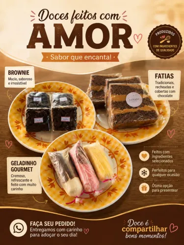 Brownie geladinho gourmet e fatias para revender