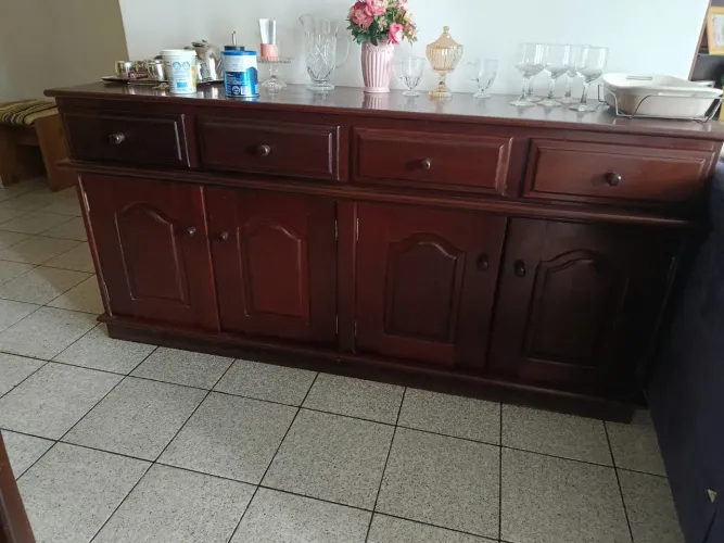 Conjunto mesa de jantar com balcão e espelho
