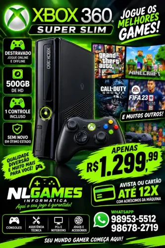 Xbox 360 500GB destravado 