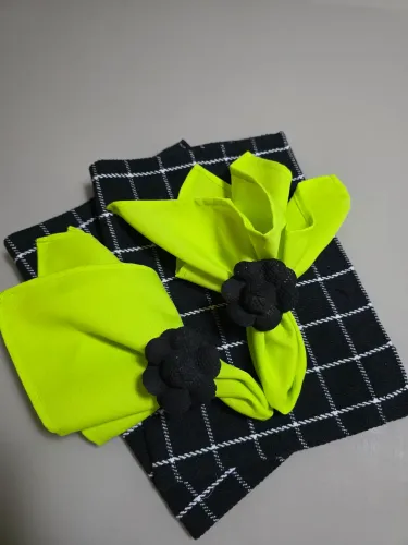 Kit de Mesa Posta Preto com Verde Limão 