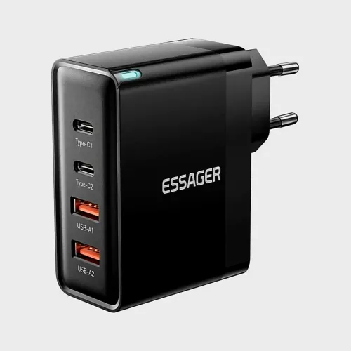 Carregador Essager GaN 100W 2 USB-C + 2 USB-A | Carregamento Rápido PD/QC