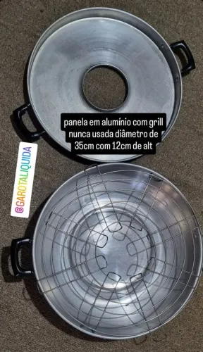 panela em alumínio com grill nunca usada diâmetro de 35cm com 12cm de alt