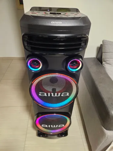 Caixa de Som Bluetooth AIWA AWS-T2W-02 2300W 2 Woofers 10" RGB Bivolt Preto