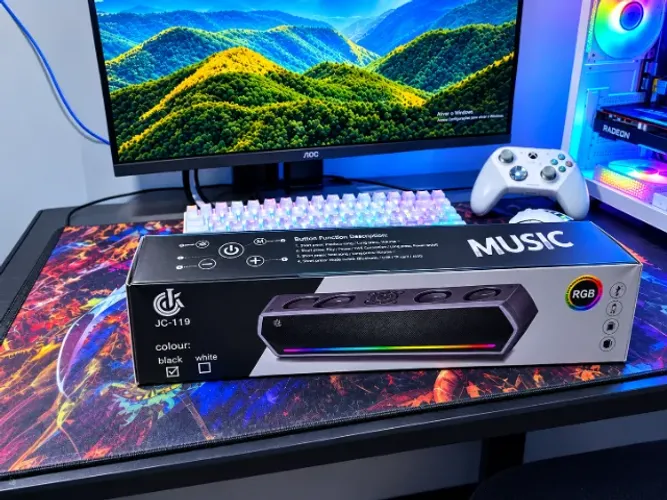 ? Soundbar Bluetooth 30W RGB com 4 Alto-Falantes - Som e LED Colorido! ?