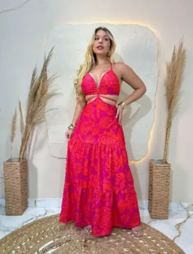 Vestido longo pink