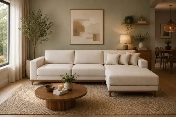 Sofá com Chaise Linho Alto Padrão NOVO