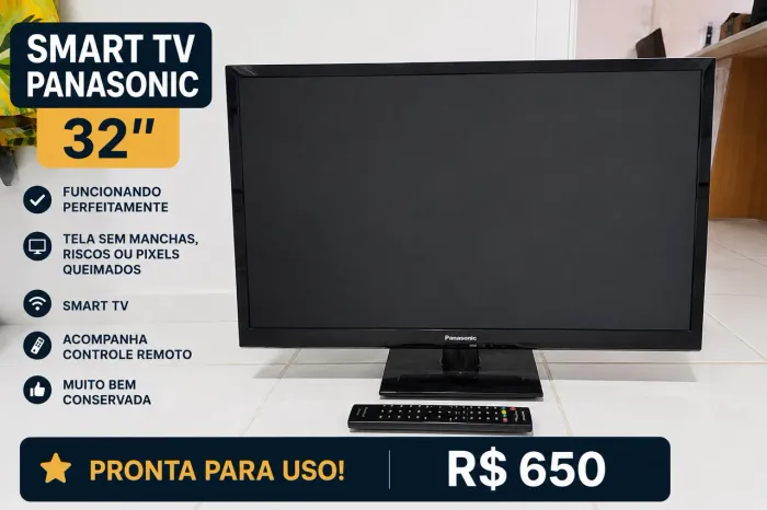 Smart TV Panasonic 32 com Controle - Perfeito Estado