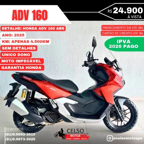 Honda ADV160 2025 c/4.500km Financio 48x Aceito sua moto na troca!