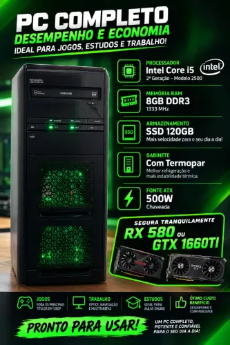 Pc Core I5 2500 Com 8Gb De Ram E SSD De 120Gb