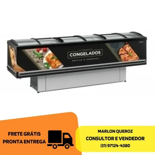 Ilha para Congelados 2,9 metros Vidro Curvo Gelopar
