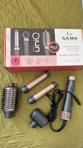 Secador e Modelador de Cabelo GAMA Itália UniQ Aura 4 em 1 1500W Cinza Rose 220V