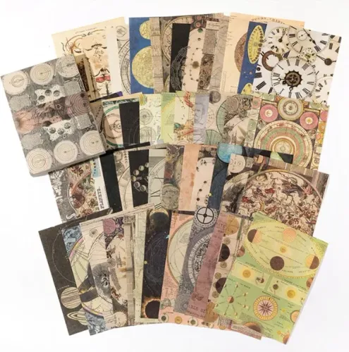 Bloco com 100 folhas de papel vintage scrapbook jornais material de diário de viagem Novo