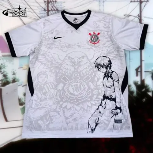 Camisa Corinthians Custom Lain Iwakura - Anime Streetwear Blockcore (Tamanho G)
