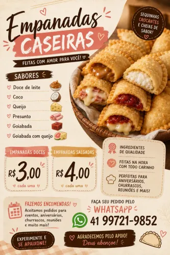 Empadas con doce de leite, coco, presunto, queijo e goiaba