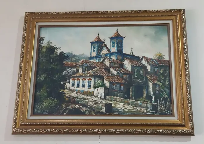 Quadro com pintura a óleo.