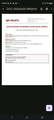 Auxiliar de limpeza 