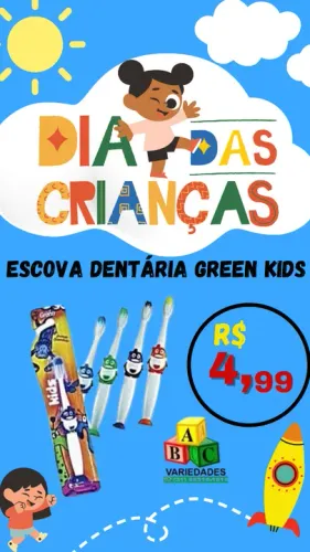 ESCOVA DE DENTES KIT C/12 ESCOVAS GREEN KIDS
