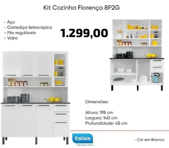 Armário de cozinha em aço Itatiaia Florença - FRETE GRÁTIS