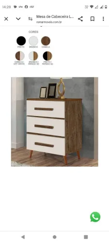 Mesa de Cabeceira L 3 Gavetas Off White/Amadeirado