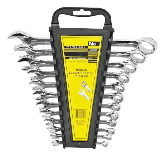 Kit Jogo Chave Combinada Cromo Vanadio 12pçs Profissional Chave de Boca Bicicleta e Carro