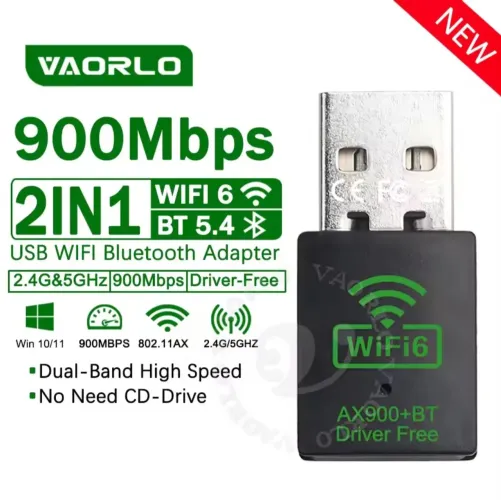 Adaptador USB WiFi 6 e Bluetooth 5.4 - Dual Band (2.4GHZ e 5GHZ) Novo