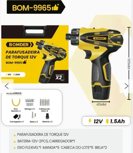 Parafusadeira de torque Bomder 12 v BOM-9965