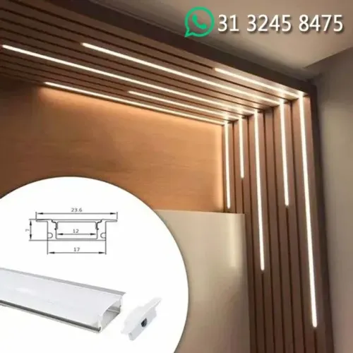 Perfil de LED Embutir e Sobrepor Teto Gesso Parede e Madeira