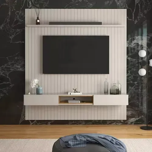 Painel Oslo Ripado Para Tv Até 75 Polegadas Off White