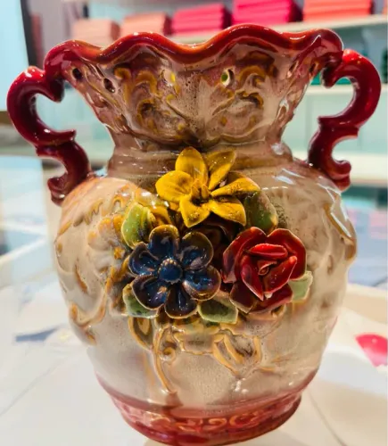 Vaso Decorativo Porcelana com Flores 25X25
