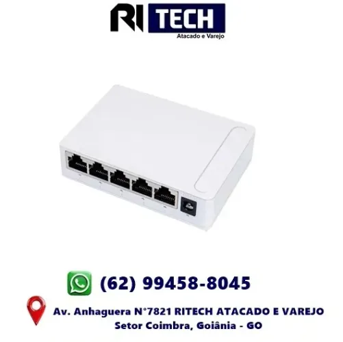 Switch de Rede Ethernet 1000mbps 5 Portas Rj45 Trnasmissão Até 100m - Aitek