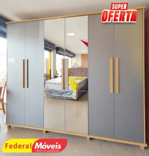 Guarda Roupa c/ Espelho 6 Portas (VÁRIAS CORES)