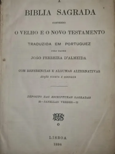 Bíblia sagrada antiga João Ferreira de Almeida 1898