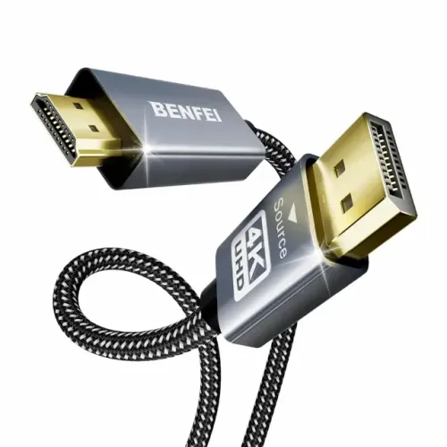 Cabo DisplayPort para HDMI - Trançado 1.8 Metros - Original BENFEI - 4K 30Hz - 1080p 120Hz