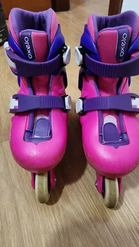 Patins Infantil Oxelo 3 rodas + kit de proteção completo