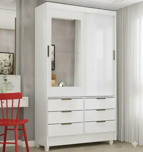 Guarda Roupa Sevilha com Espelho Branco