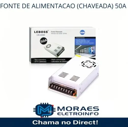 Fonte chaveada 12v x 50 amper input 100 - 220v