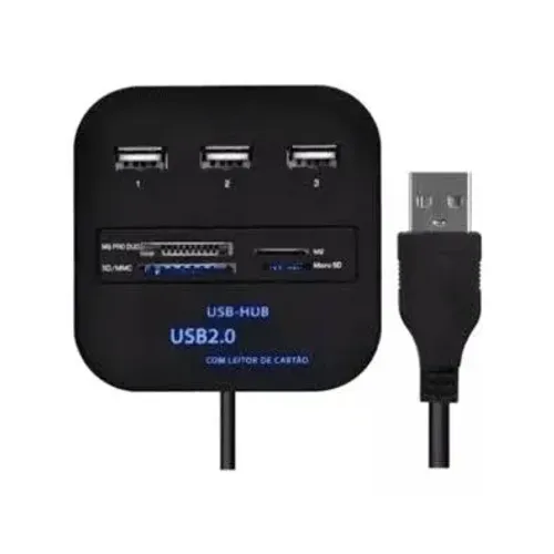 Hub Usb 3 Portas + Leitor De Cartao De Memoria Tomate - MST-008