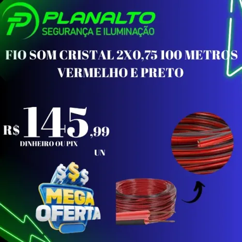 FIO SOM CRISTAL 2X0,75 100 METROS VERMELHO E PRETO
