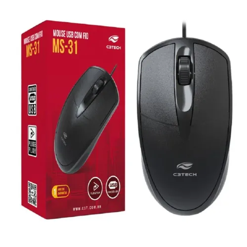 Mouse USB  C3 Tech Preto Original 1 Ano Garantia Profissional 