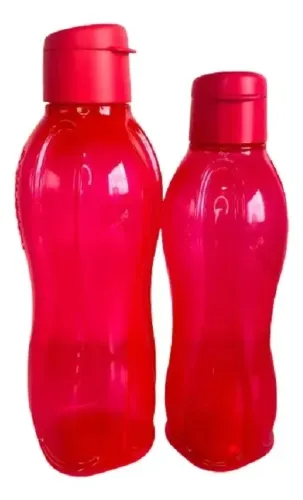 Tupperware Kit Garrafa Eco Tupper Vermelho 1lt + 750ml