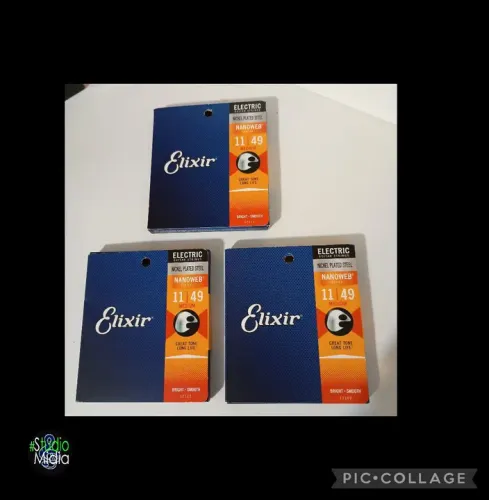 Kit com 03 caixas de Cordas Elixir Nanoweb 011-49 para Guitarra Elétrica
