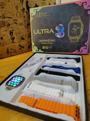 Smartwatch Ultra 3 com 7 Pulseiras e Carregador