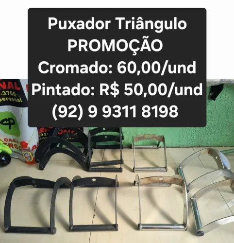 Puxador Triângulo cromado e pintado - super promoção 