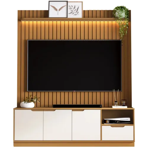 rack com painel tucuma ripado 1.8 com prateleira e led- PRONTA ENTREGA!!