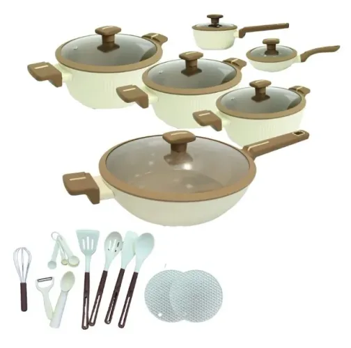 Conjunto creta Antiaderente 22 Peças Bege